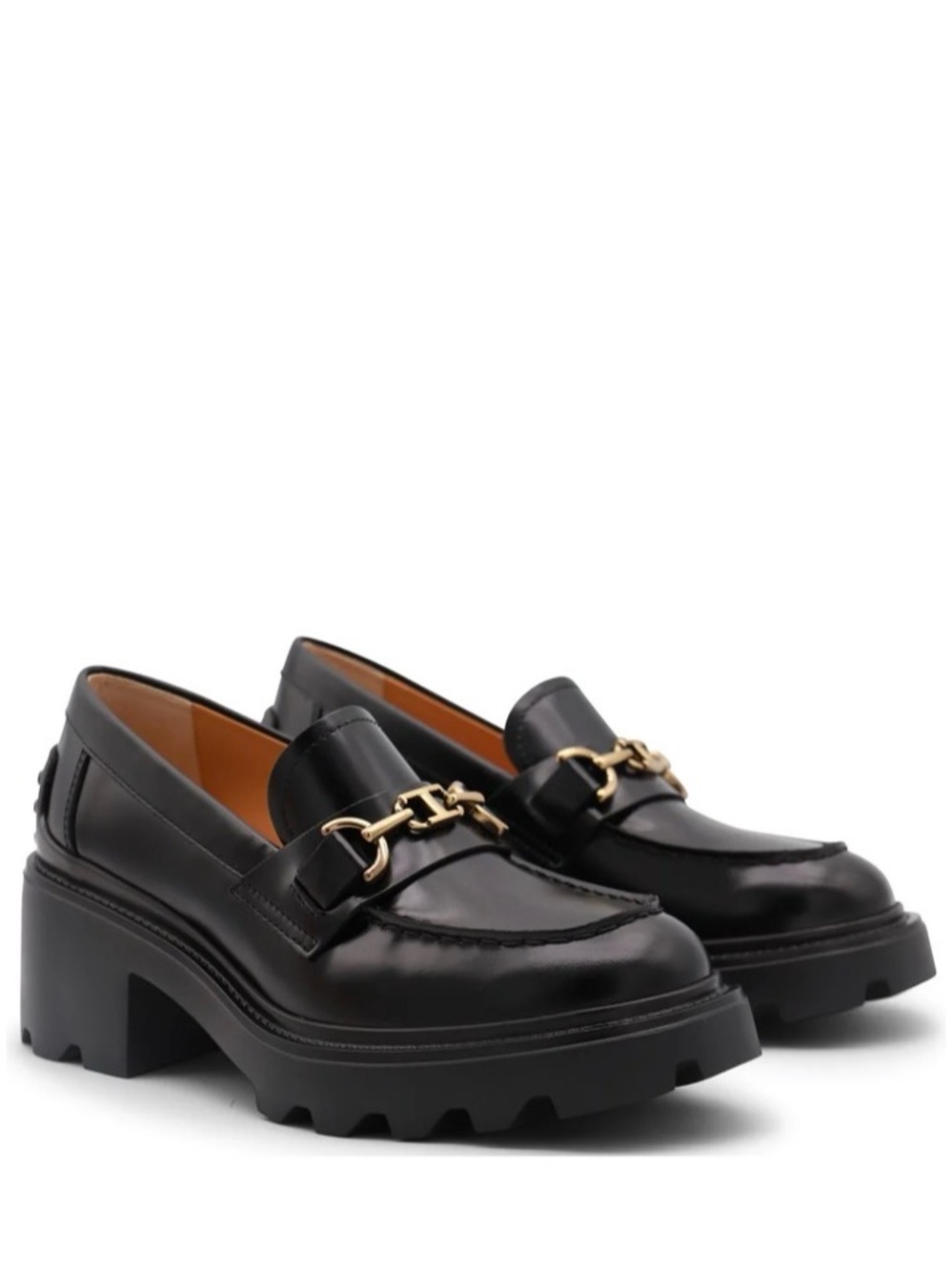 Tod's Black Leather Loafers with Gold Bit